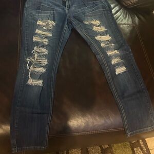 Distressed Blue Jeans